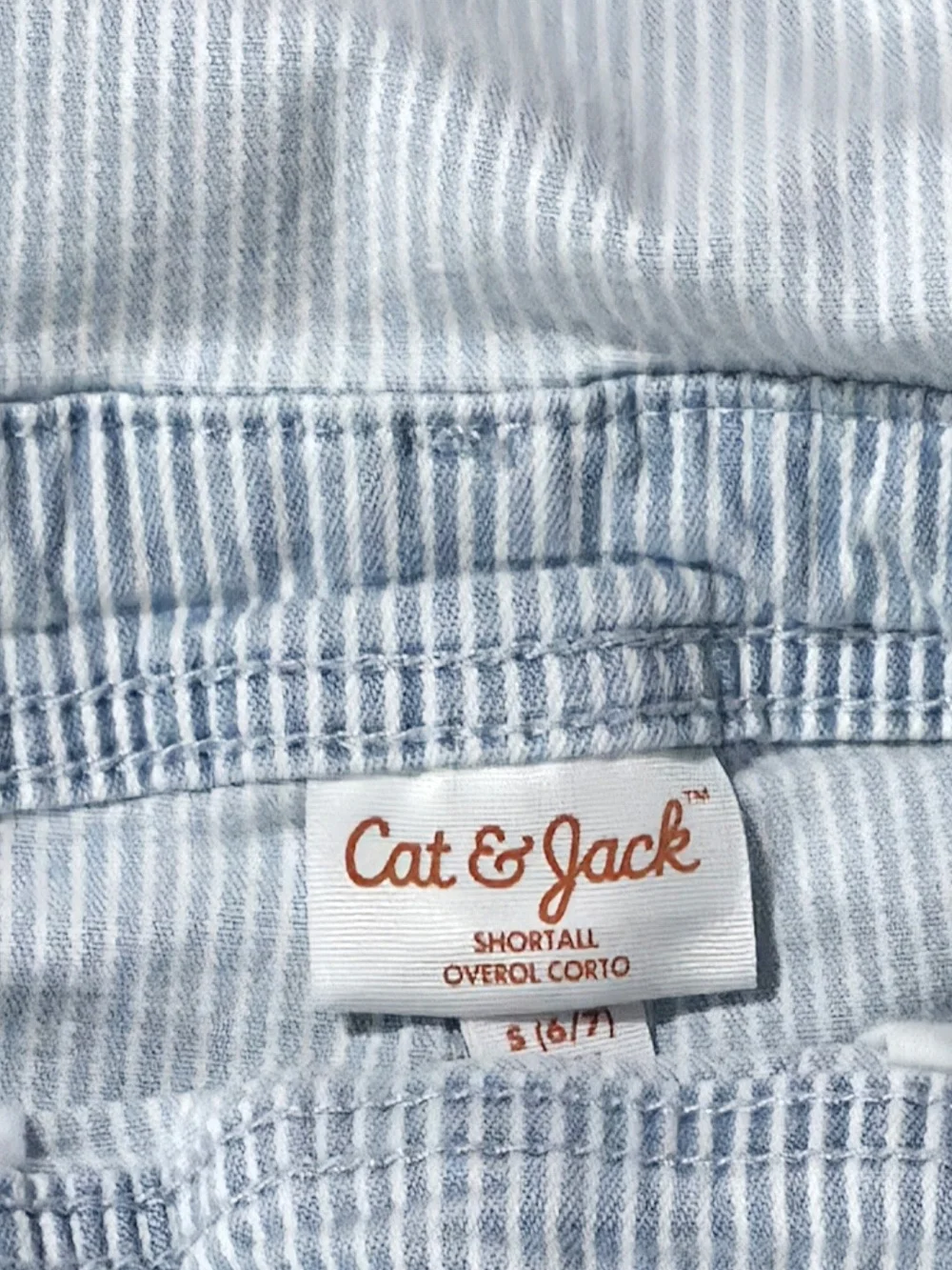 Light Wash Denim Short Overalls for Kids. Size 6/7